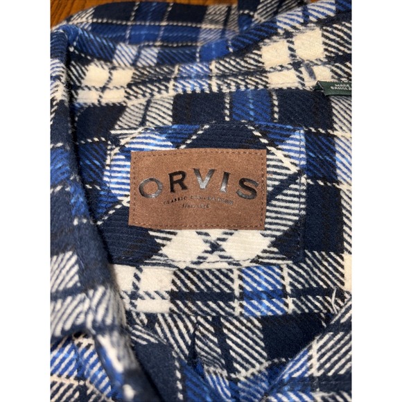 Orvis Thick Flannel Soft Shirt Mens 2XL Button Up Check Blue Lumberjack Plaid - Picture 2 of 11